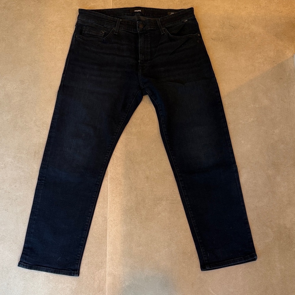Men's Dark Blue Mavi Zach Straight Leg Jeans in 36/30